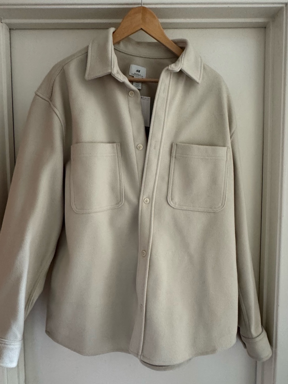 H&M Ivory Overshirt with Patch Pockets